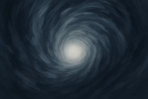 Abstrakte graublaue Wirbelstruktur mit ruhigem hellen Zentrum – Sinnbild für innere Souveränität im Sturm.